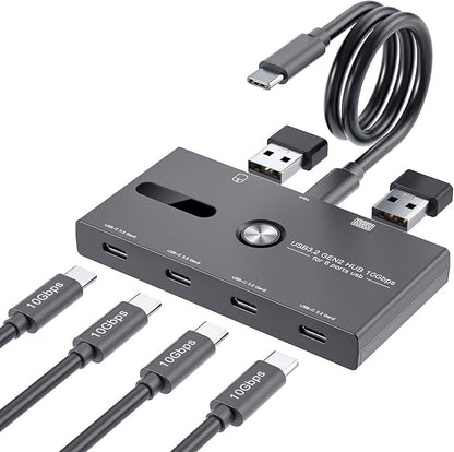 10Gbps USB C Hub, 6 Ports Type C Splitter, USB-A/C to USB C/A Adapter by ZIYUETEK
