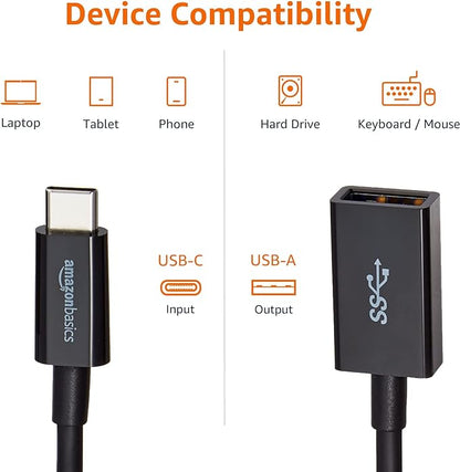 Amazon Basics USB 3.1 USB-C to USB-A Female Adapter Cable Converter, 5Gbps - Image 3