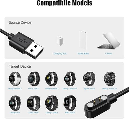 Smart Watch Charger for Letsfit Willful YAMAY VeryFitPro, Replacement Magnetic - Image 3