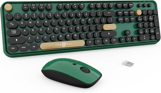 Wireless Keyboard and Mouse Combo, 104 Round Keys Cute Colorful Keyboard and by TT-FOPETT