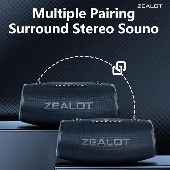 ZEALOT 80W Portable Bluetooth Speaker, Stereo Sound - Image 6
