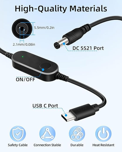 12W USB C 5V to 12V Step Up Converter Cable - Image 5