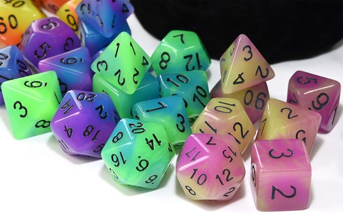 Double Color Glow in The Dark Dice Set 35 Pieces Polyhedral Dice - Image 5