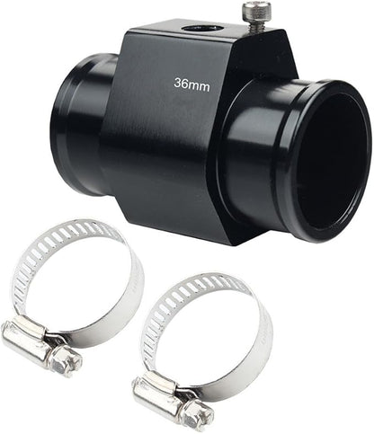 Dewhel Aluminum Black Water Temp Meter Temperature Gauge Joint Pipe Radiator - Image 2