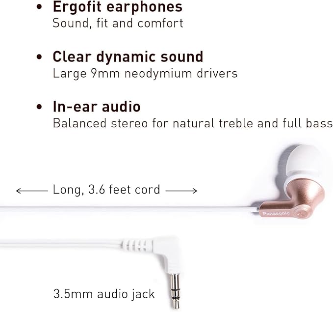 Panasonic ErgoFit Wired Earbuds, 3.5mm Jack In-Ear Headphones Wired - Image 2