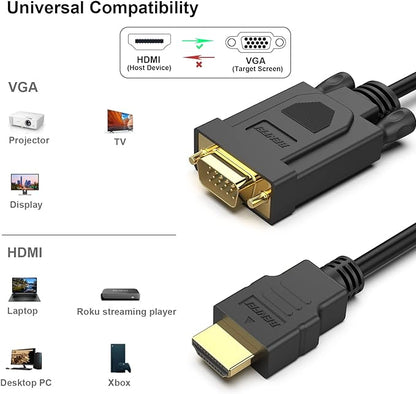 BENFEI 2 Pack HDMI to VGA 10 Feet Cable, Uni-Directional HDMI to VGA Cable - Image 7