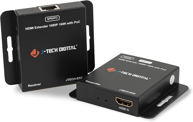 J-Tech Digital HDMI Extender Over Single Ethernet Cat5e/6/7 1080P Up to 1080P by J-TechDigital