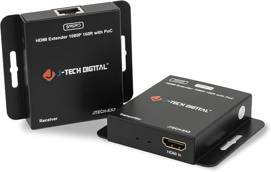 J-Tech Digital HDMI Extender Over Single Ethernet Cat5e/6/7 1080P Up to 1080P by J-TechDigital