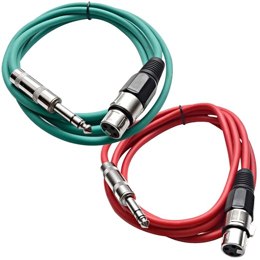 Seismic Audio - SATRXL-F6-2 Pack of 6 Foot 1/4 Inch TRS to XLR Female Patch by SeismicAudio