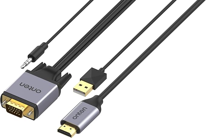 VGA to HDMI Cable. VGA Male to HDMI Male Converter by ONTEN