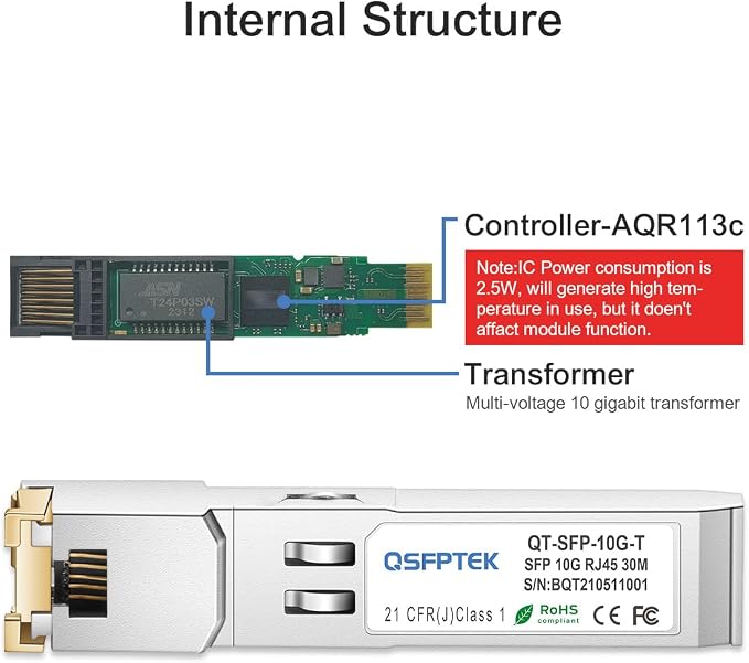 10GBASE-T SFP+ to RJ45 Module, 10Gb Ethernet Copper RJ-45, 10gbe Gigabit Mini - Image 4
