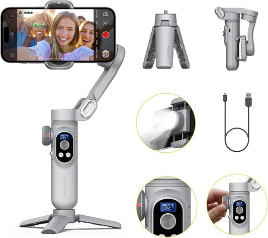 Gimbal Stabilizer for Smartphone, 3-Axis Portable iPhone Gimbal w/OLED Display by AOCHUAN