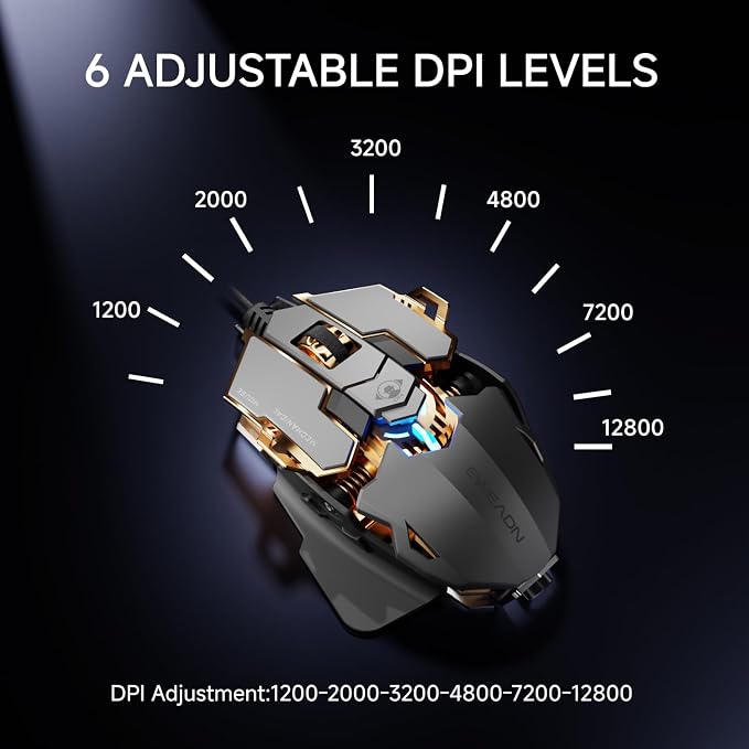 EWEADN G5 Wired Gaming Mouse, Ergonomic RGB Computer Mouse, 12800 Adjustable DPI - Image 4
