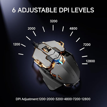 EWEADN G5 Wired Gaming Mouse, Ergonomic RGB Computer Mouse, 12800 Adjustable DPI - Image 4