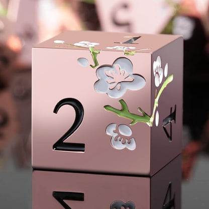 Metal Dice Set D&D, DNDND 7 PCS Flower Metallic DND Dice Set by DNDND