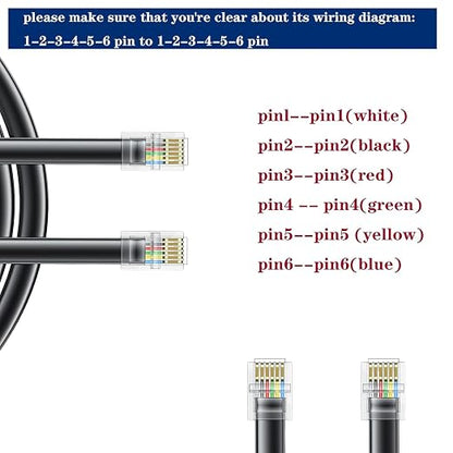 RJ12 Cable Phone Cord RJ12 6P6C Male to Male Straight Wired - Image 2
