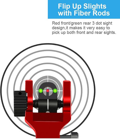Fiber Optic Flip Up Iron Sights Picatinny Rail Mounted Front and Rear Backup - Image 3
