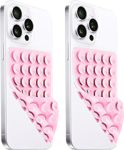 2 Pack Silicone Suction Cup Phone Case Mount Double Sided, Hands-Free Strong by LvShuLiangPin