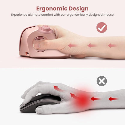 seenda Ergonomic Mouse Rechargeable, USB+Dual Bluetooth, MOU-302 Vertical - Image 3