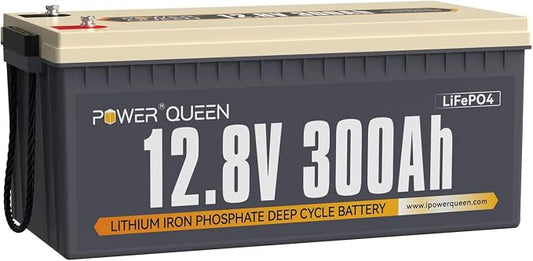 Power Queen 12V 300Ah Deep Cycle Battery, LiFePO4 Lithium Battery, Max.3840Wh by PowerQueen