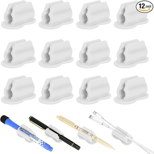 12PCS Pen Holder for Desk, Upgraded Adhesive Pen Pencil Holder for Desk Wall by Biottro