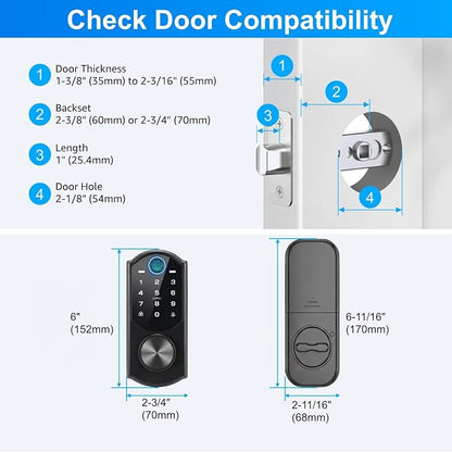 Keyless Entry Door Lock with Built-in WiFi, Fingerprint Smart Lock - Image 9