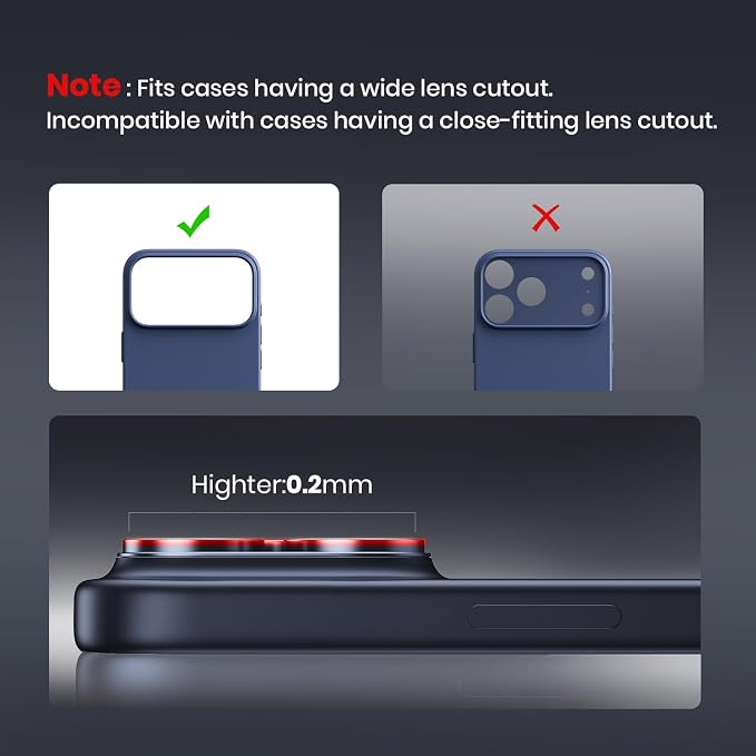 Hoerrye for iPhone 17 Pro Max Camera Lens Protector - Image 8