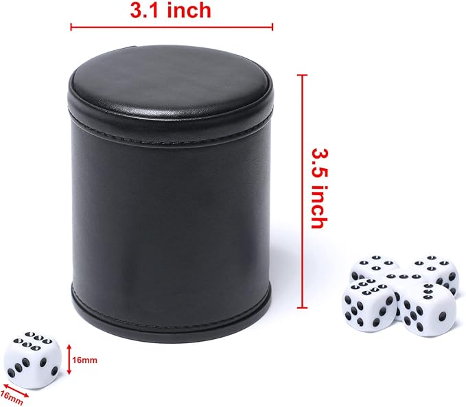 Leatherette Dice Cup Set Red Felt Lined Shaker - Image 4
