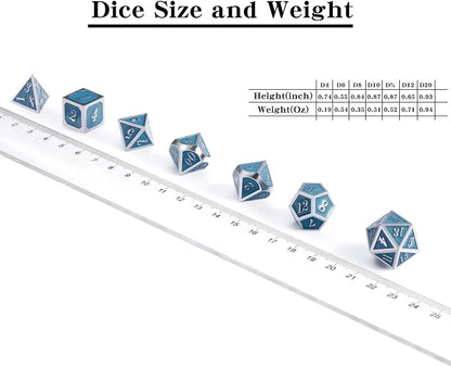 DnDnD Glowing DND Metal Dice Set, Luminous Blue Metal Dice - Image 6