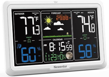 Newentor Weather Station Wireless Indoor Outdoor, 7.5in Display Atomic Clock by Newentor