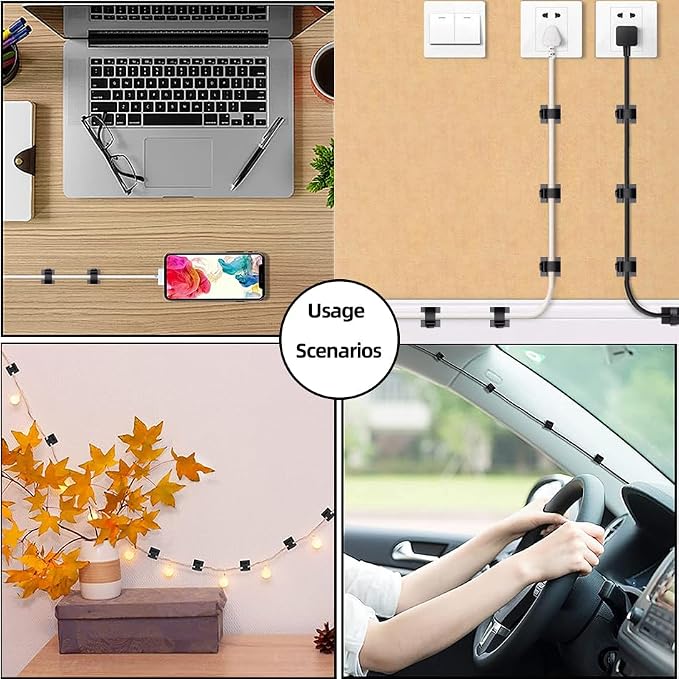 100 PCS White Adhesive Cable Clips Cord Organizer, Wire Holder - Image 6