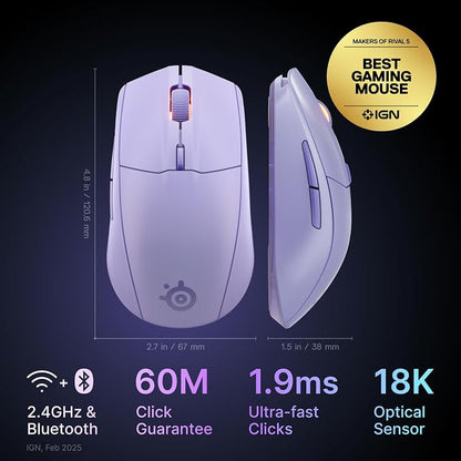 SteelSeries Rival 3 Wireless Gen 2 Gaming Mouse — 2.4GHz and Bluetooth — 18000 - Image 2