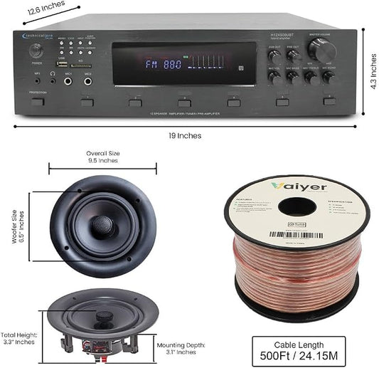 Vaiyer Home Audio System Kit, 6-Channel 6000 Watts Bluetooth Amplifier - Image 2