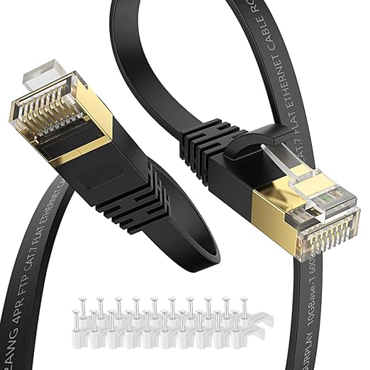 Cat7 Ethernet Cable 100FT-Black-10Gbps High Speed Outdoor&Indoor Double Shielded by SURPLAY-WinningHighSpeed