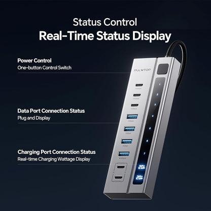 Powered USB C Hub, PULWTOP 11-in-1 Power Hub - Image 6