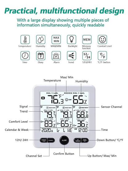 Timloon Indoor Outdoor Digital Thermometer Hygrometer - Image 3