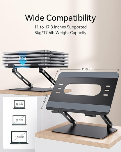 Foldable Aluminum Laptop Stand for 10-17.3" Laptops, Height Adjustable Portable - Image 6
