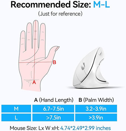 TECKNET Ergonomic Mouse, Wireless Bluetooth Vertical Mouse, 4800 DPI Optical - Image 4