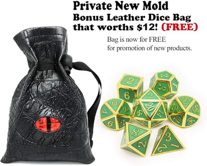 Haxtec Glow in The Dark Glowing Blue Metal Dice Set D&D W/Dragon Dice Bag 7PCS - Image 2
