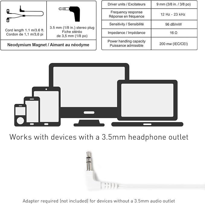 Panasonic ErgoFit Wired Earbuds, 3.5mm Jack In-Ear Headphones Wired - Image 6