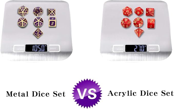 DNDND Glitter Purple Metal Dice Set, Solid Polyhedral DND Metallic Dice - Image 7