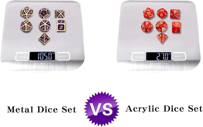 DNDND Glitter Purple Metal Dice Set, Solid Polyhedral DND Metallic Dice - Image 7