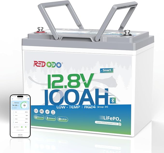 Redodo 12V 100Ah LiFePO4 Battery Bluetooth, Low-Temp Protection BCI Group 24 by PrimeDayRedodoSaveup55