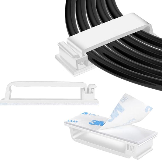 XHF 100 PCS Self Adhesive Cable Clips White, Wire Clips Cable Management Wire by XHF