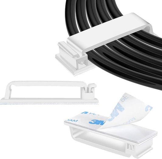 XHF 40 PCS Self Adhesive Cable Clips White, Wire Clips Cable Management Wire by XHF