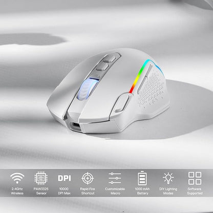 Redragon M810 Pro Wireless Gaming Mouse, 10000 DPI Wired/Wireless Mouse w/Rapid - Image 3