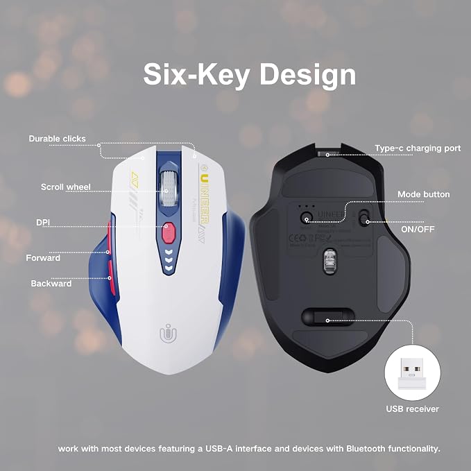Bluetooth Mouse, Visible Battery Level, 4 Adjustable DPI, Coldless Mice - Image 6