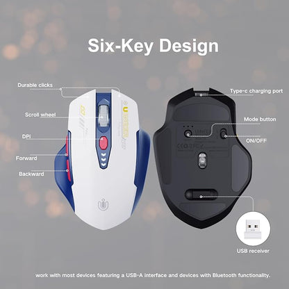 Bluetooth Mouse, Visible Battery Level, 4 Adjustable DPI, Coldless Mice - Image 6