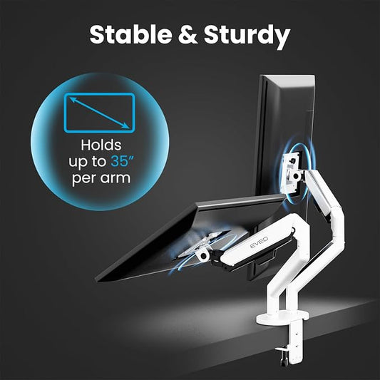 EVEO Premium Dual Monitor Mount 14"-35” Dual Monitor Arm VESA Bracket - Image 2