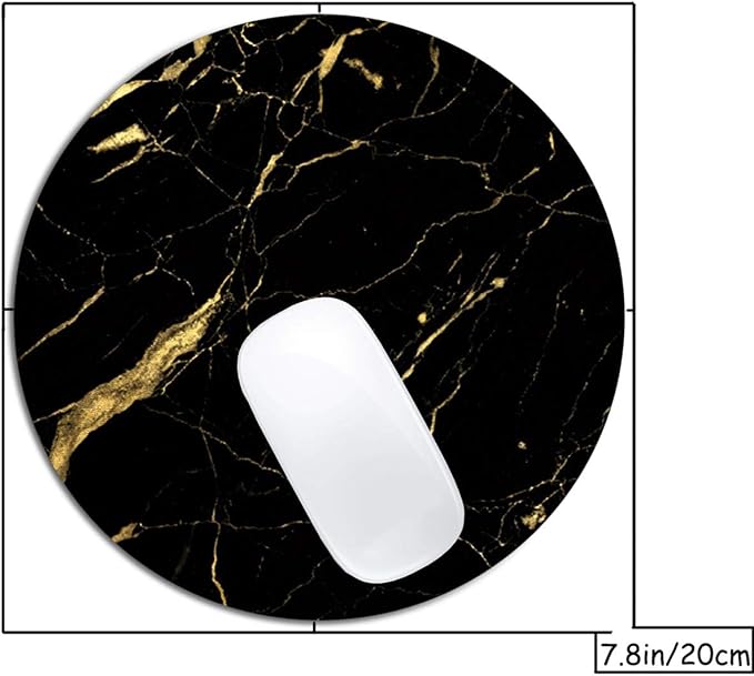 Black and Gold Marble Mouse Pad Round Non-Slip Rubber Mousepad Laptop Office - Image 2